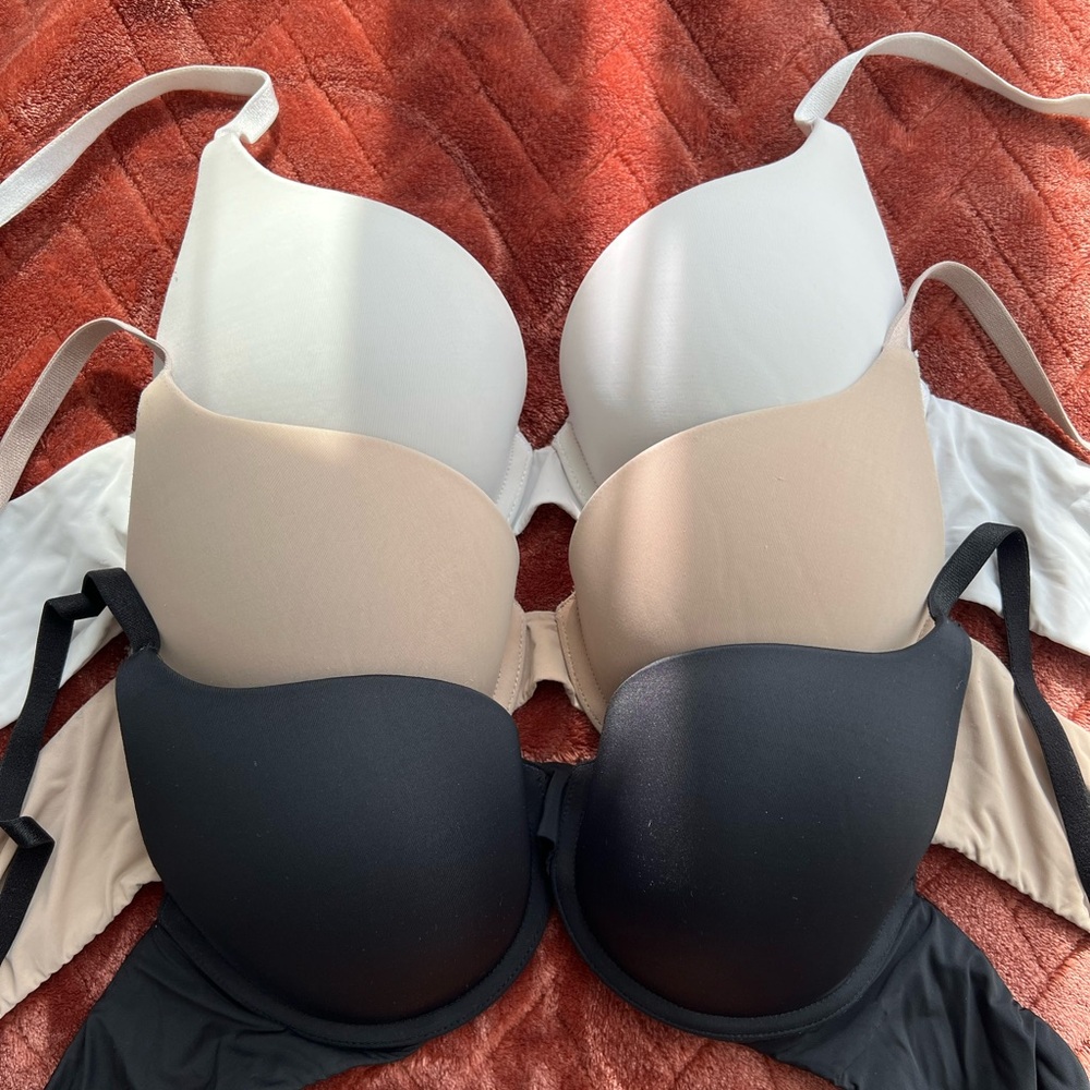 3 Neutral Victoria’s Secret Push-up Bras, 32C